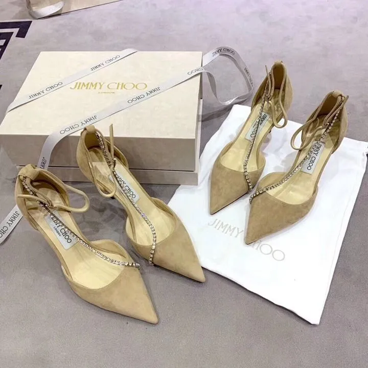 Jc Pumps Suede Crystal Embellishment Apricot