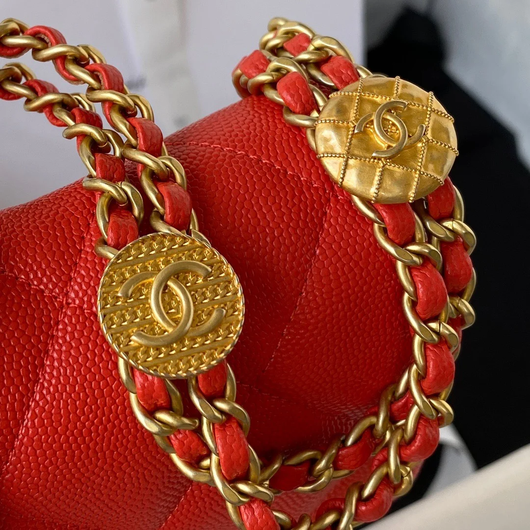 Chanel Mini Flap Bag With Top Handle Gold Hardware Red For Women, Women’s Handbags, Shoulder Bags 7.9in/20cm AS2431