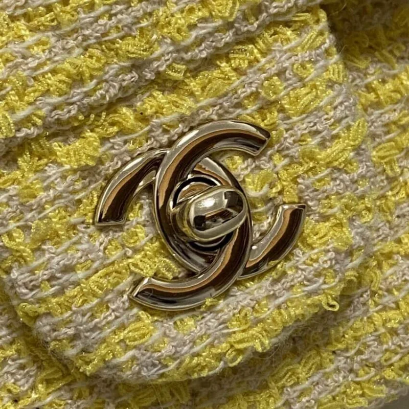 Chanel Class-Flap Bag In Yellow Tweed 1112