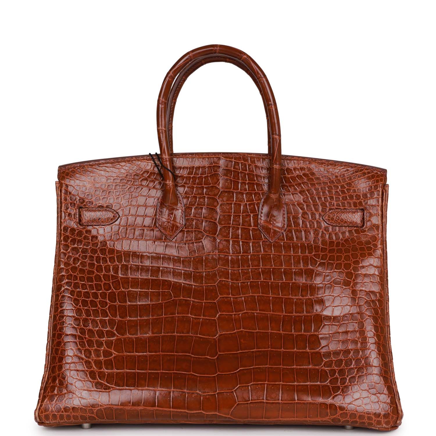 Pre-owned Hermes Birkin 35 Miel Shiny Porosus Crocodile Palladium Hardware