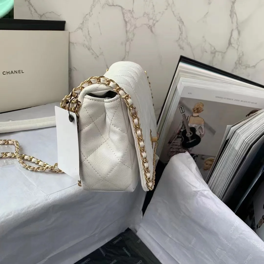 Chanel Flapbag With Chain White For Women, Women’s Bags 8.3in/21cm