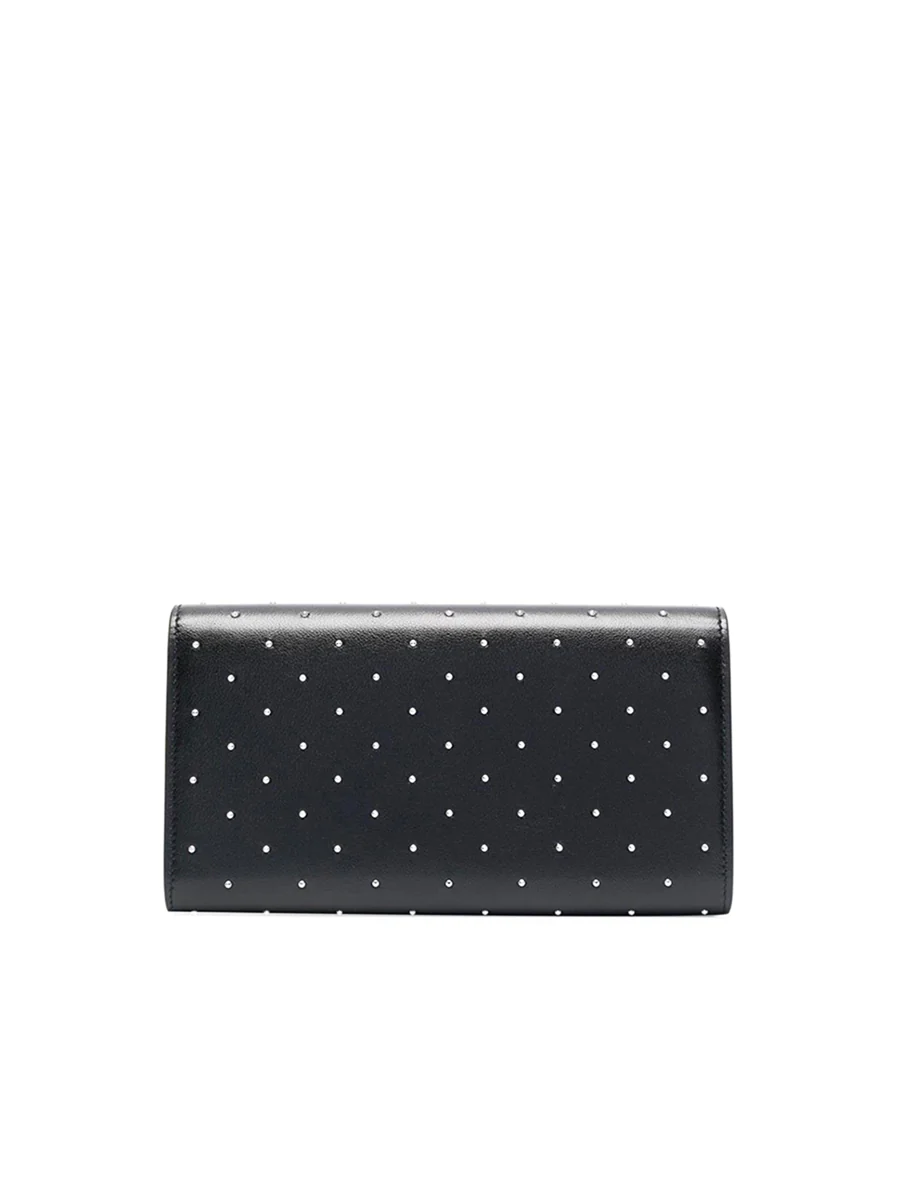 Kate Monogram Studded Clutch in Black