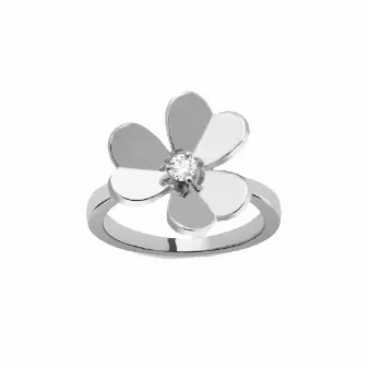 Frivole ring, 1 flower, small model white gold, Diamond