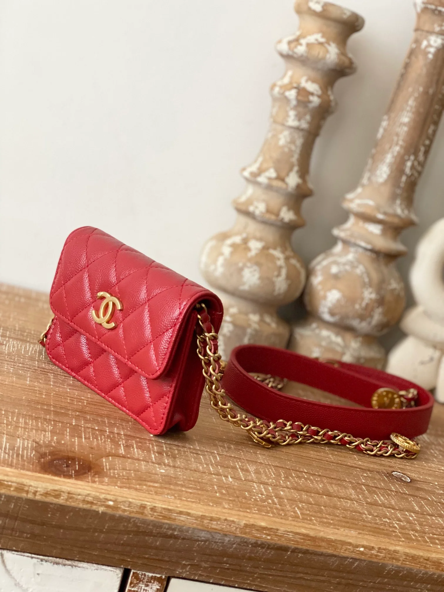 Chanel Clutch With Chain Red For Women, Women’s Bags 4.8in/12.3cm