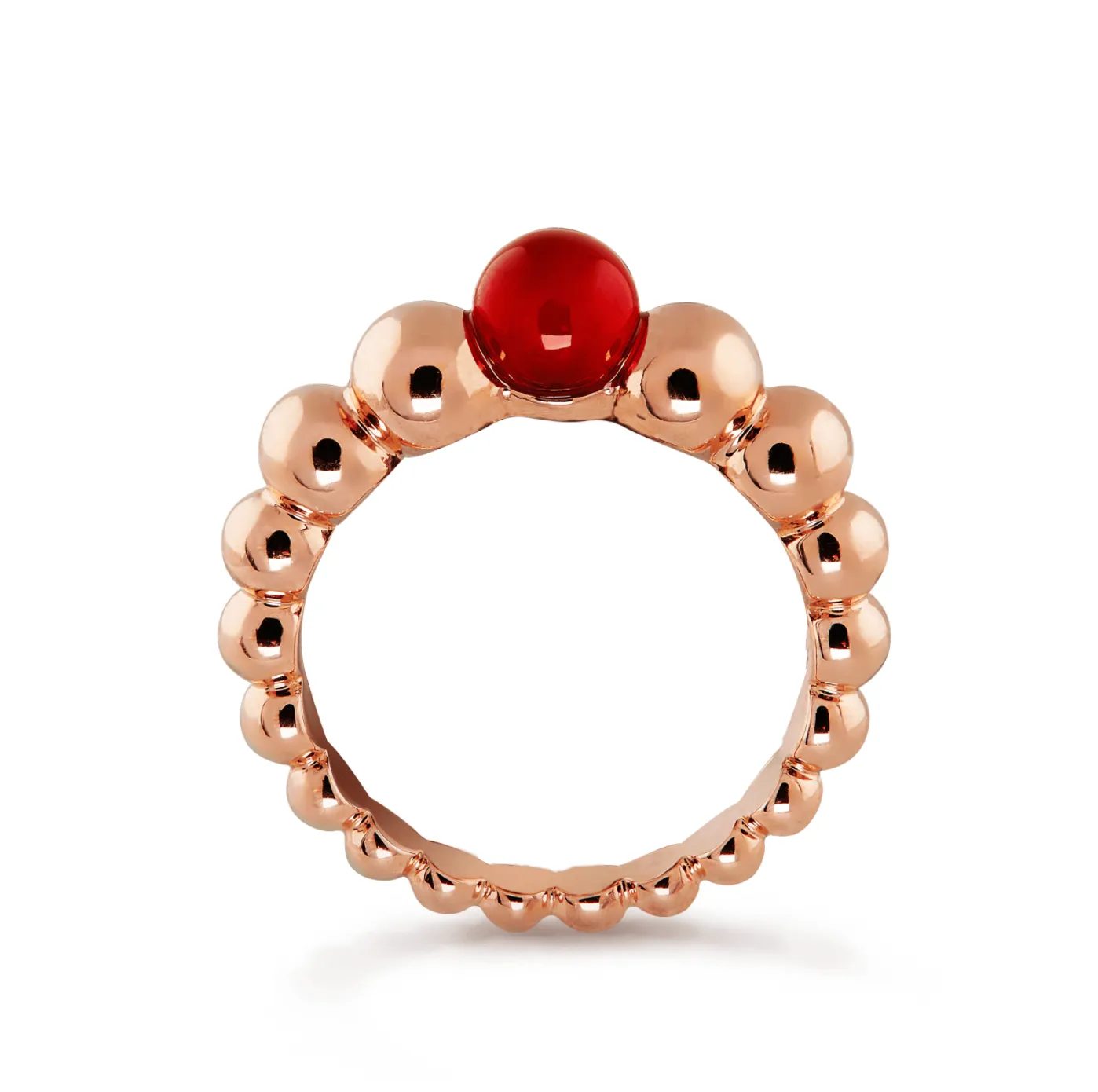 Perlée couleurs variation ring Rose gold, Carnelian