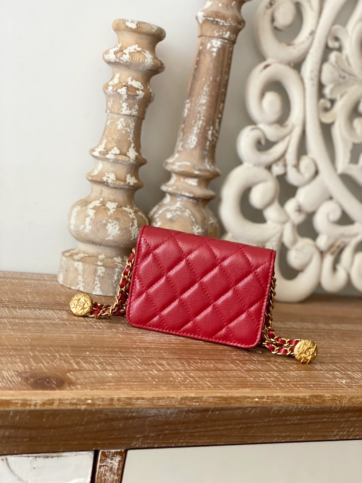 Chanel Clutch With Chain Red For Women, Women’s Bags 4.8in/12.3cm