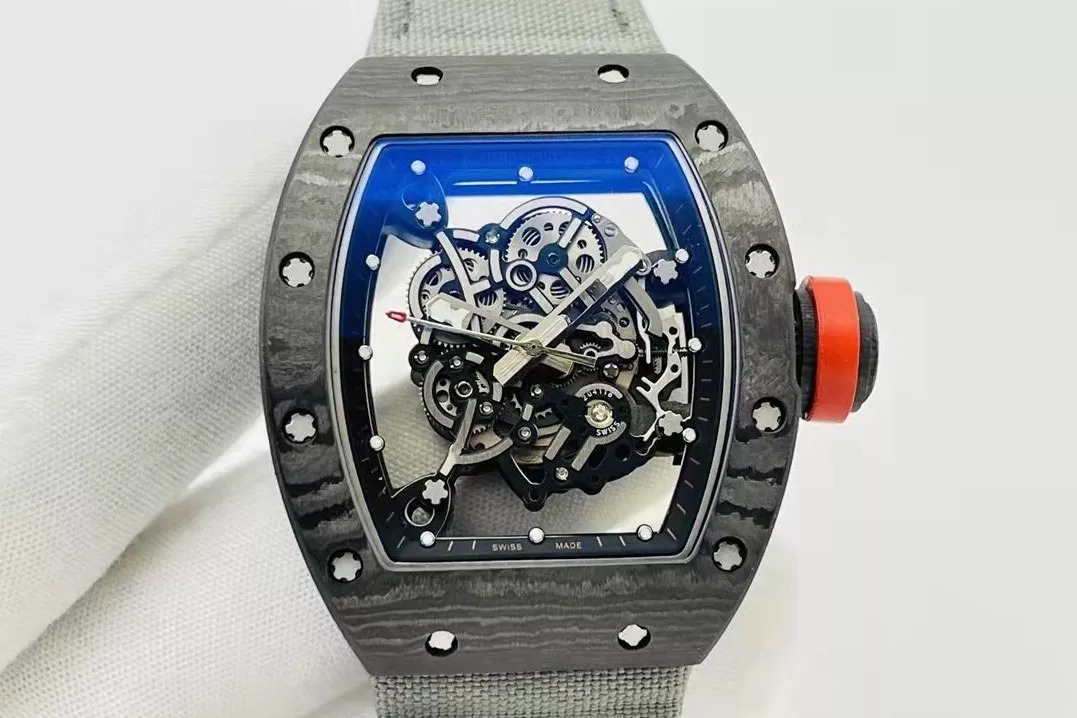 RM055 Skeleton Dial Black Bezel Gray Canvas Strap RMS RMUL2