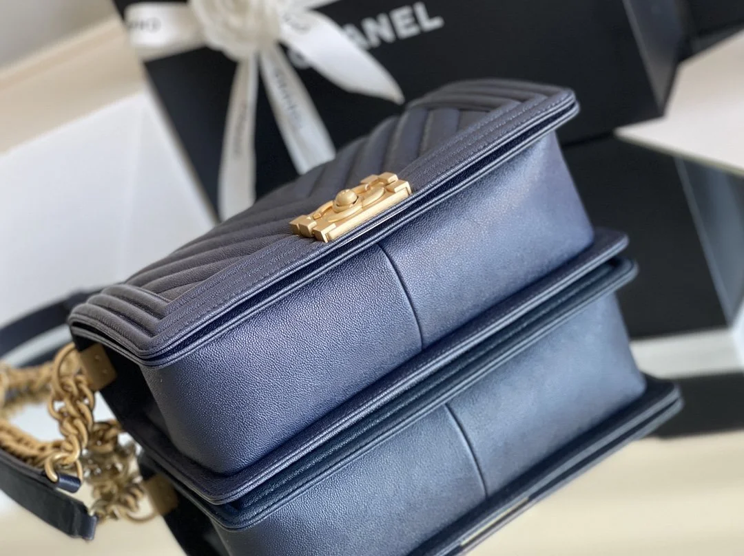 Chanel Medium Boy Handbag Dark Blue For Women 9.8in/25cm A67086