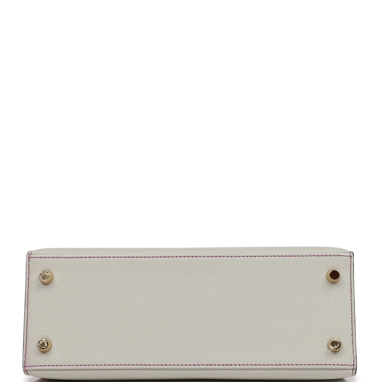 Pre-owned Hermes Special Order (HSS) Kelly Sellier 25 Gris Perle and Anemone Chevre Brushed Gold Hardware