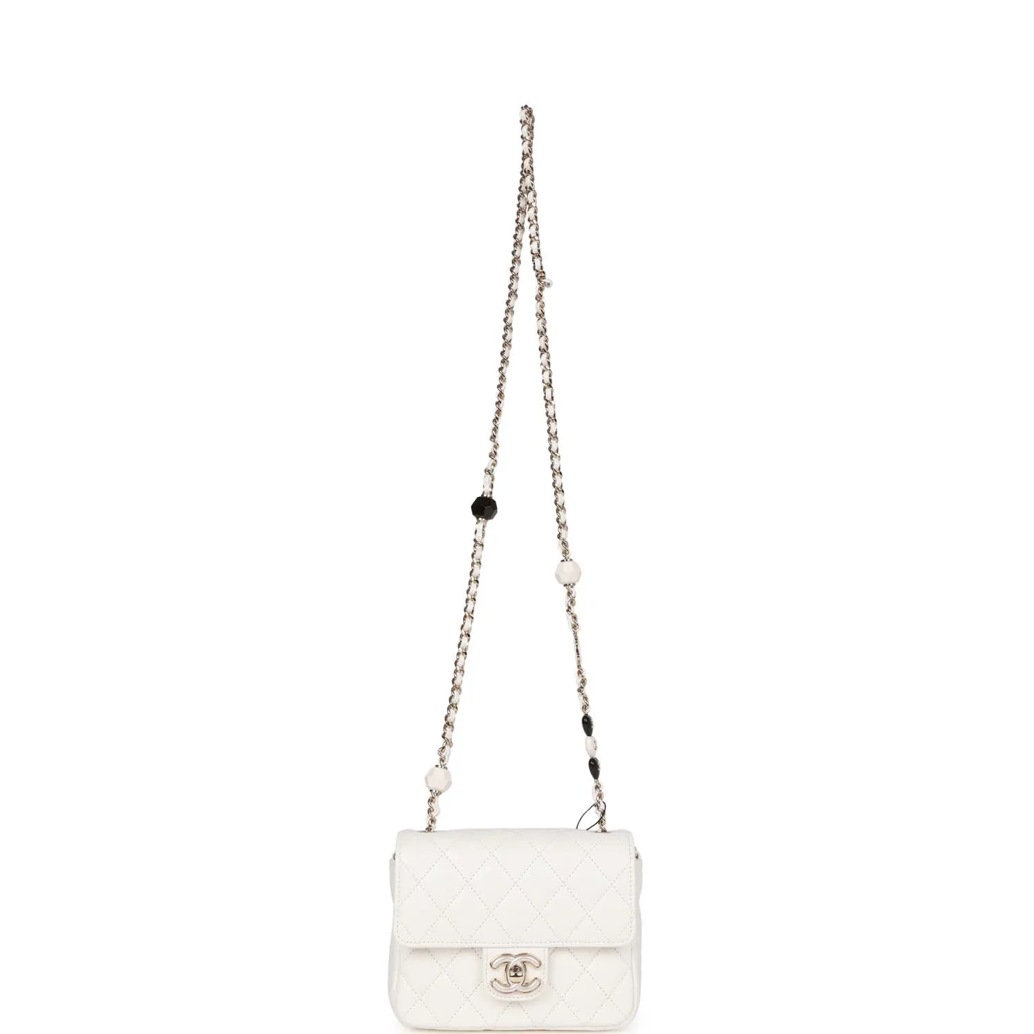 Sweet Mini Square Flap Bag White Lambskin Light Gold Hardware