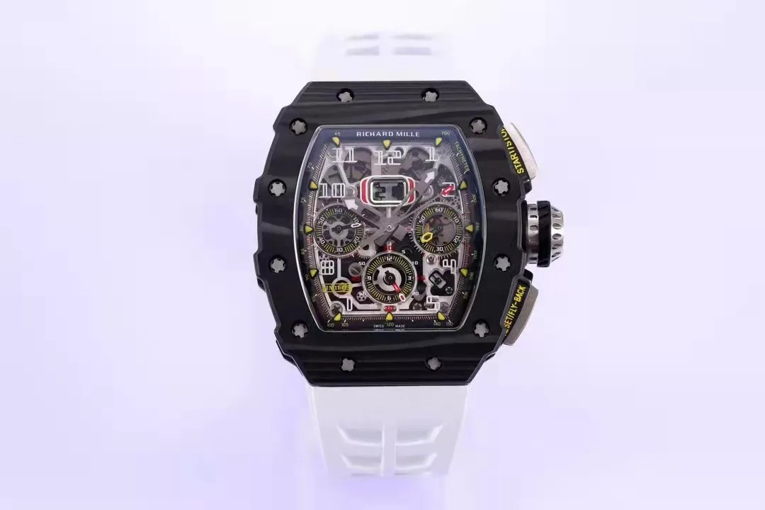 RM 11-03 Skeleton Dial Black Bezel White Rubber Strap KV 7750