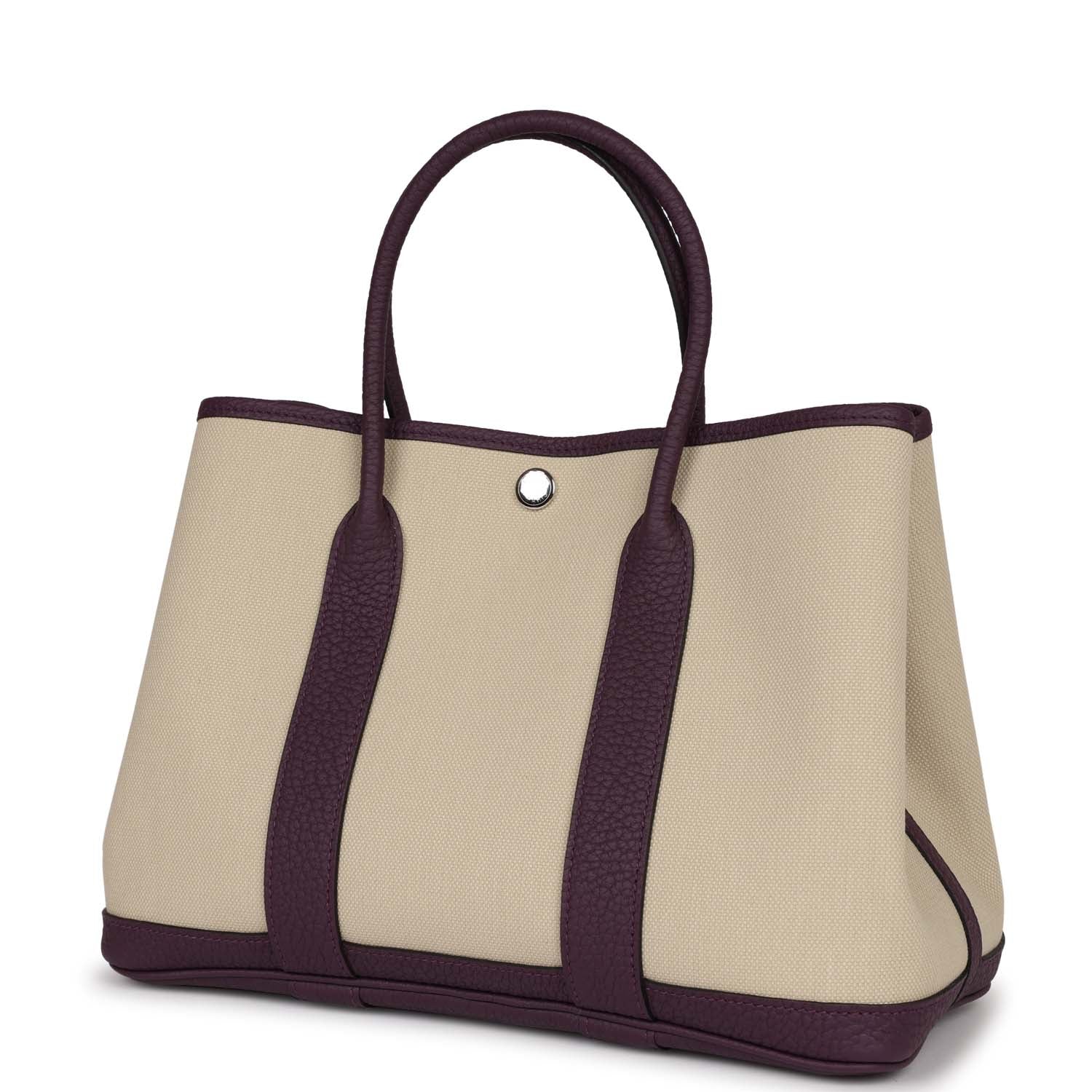 Hermes Garden Party 30 Cassis Negonda and Beton Toile Militaire Palladium Hardware