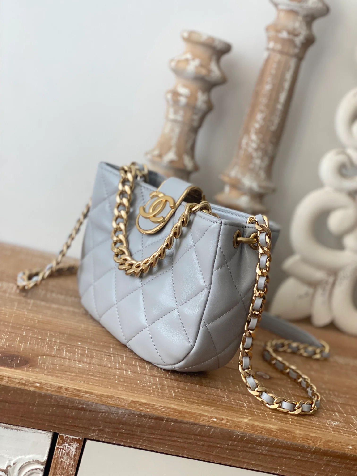 Chanel Small Hobo Bag Gold Hardware Grey For Women, Women’s Handbags, Shoulder Bags 7.5in/19cm