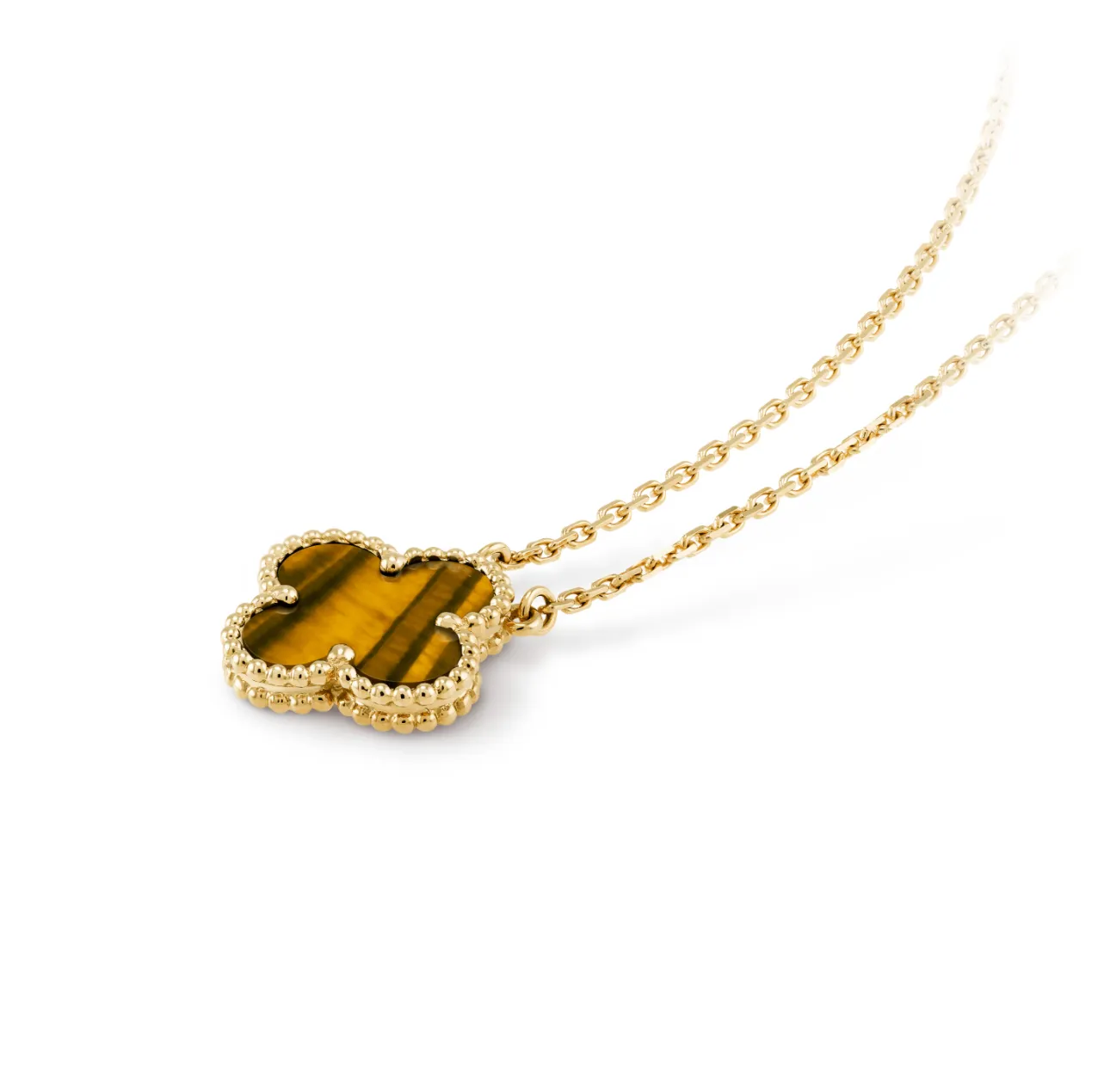 Van Cleef&Arpels VintageAlhambra pendant Yellow gold, Tiger Eye