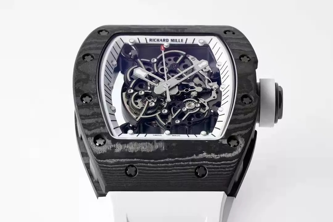 RM055 Skeleton White Dial Black Bezel White Rubber Strap ZF RMUL2