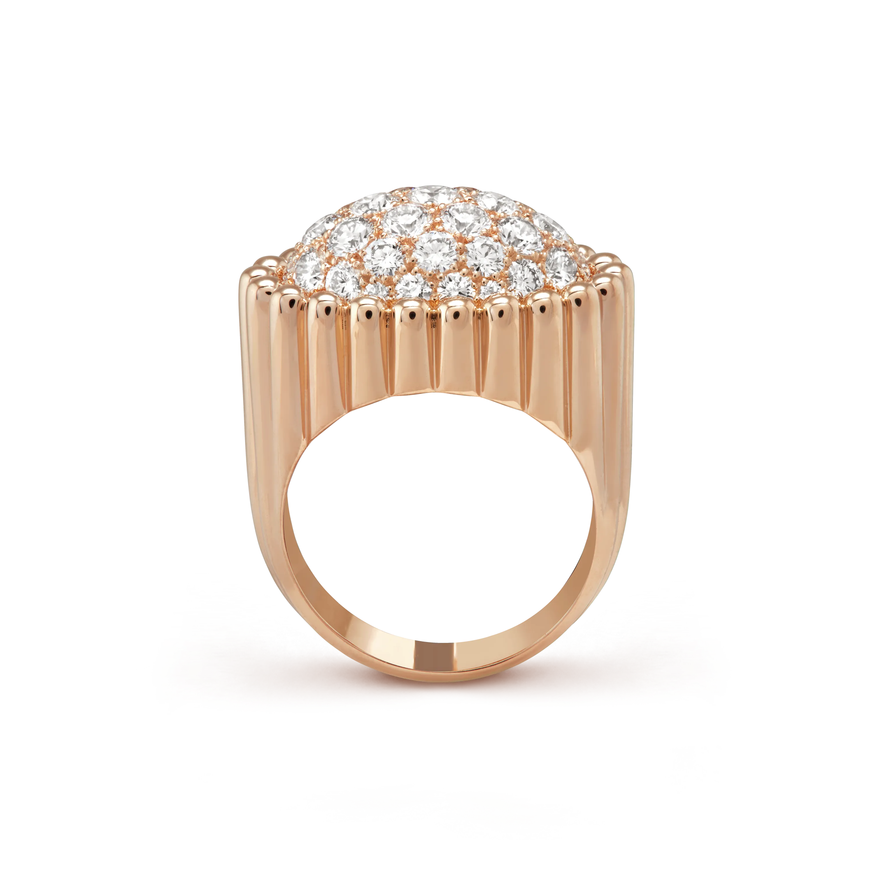 Perlée diamonds pavé ring rose gold, Diamond