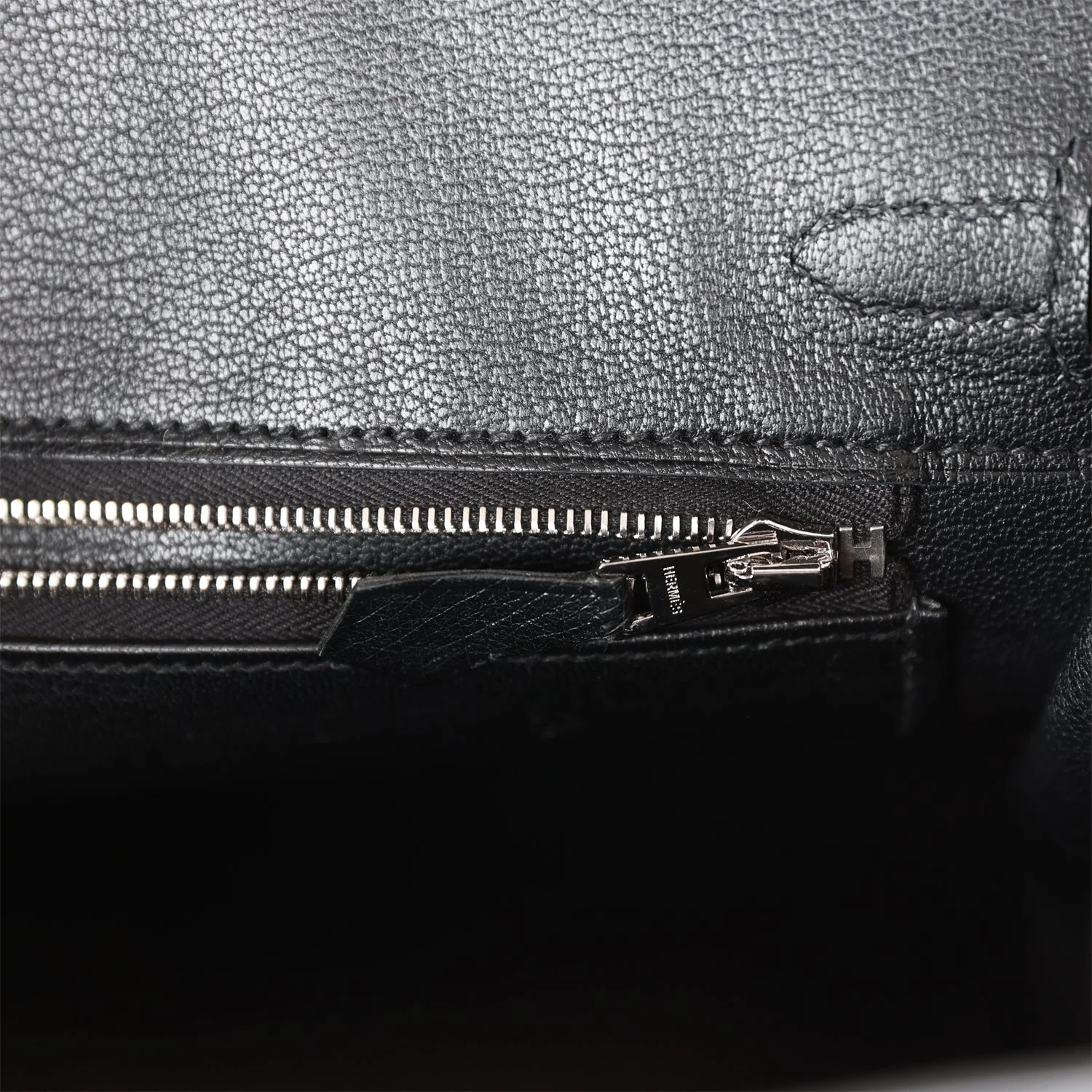 Hermes Birkin 25 Black Ostrich Palladium Hardware