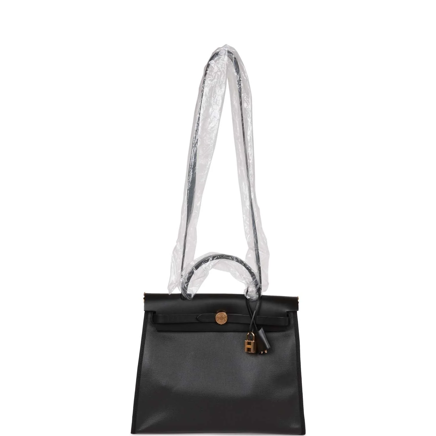 Hermes Herbag Zip PM 31 Black and Ecru Toile H Berline Vache Hunter Gold Hardware