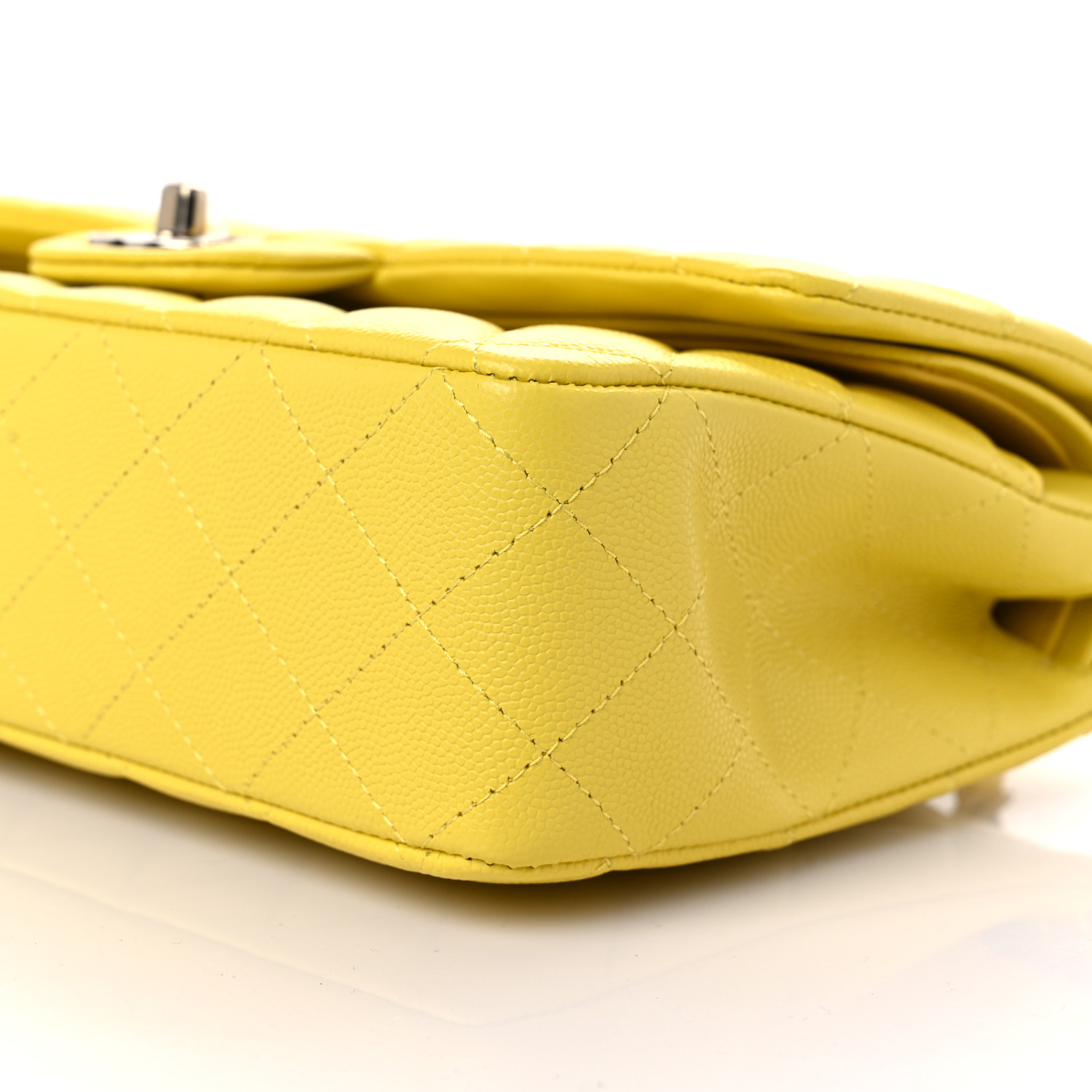 Caviar Quilted Medium Double Flap Yellow