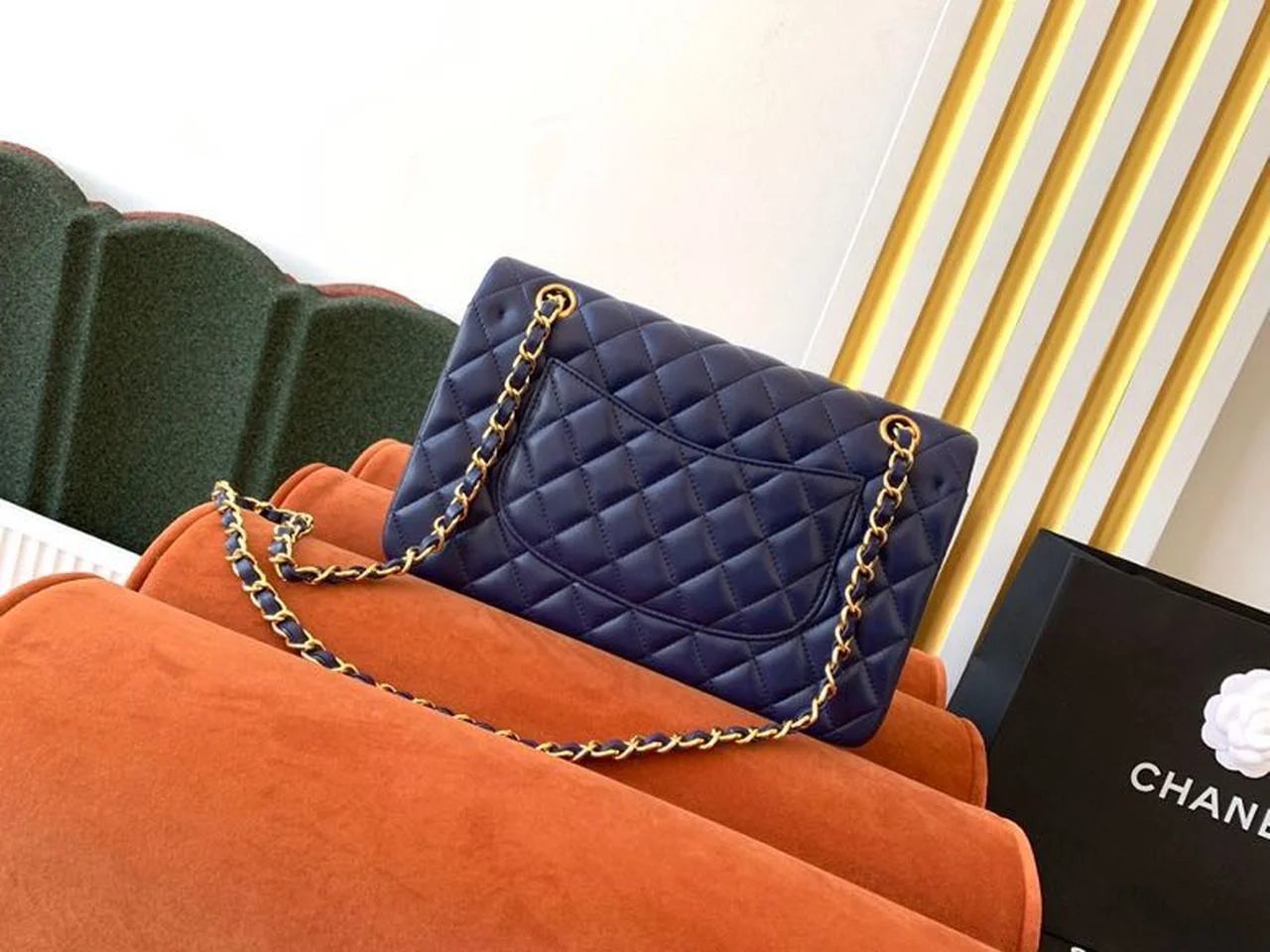 Chanel Classic HandBag Navy Blue For Women 9.9in/25.5cm A01112