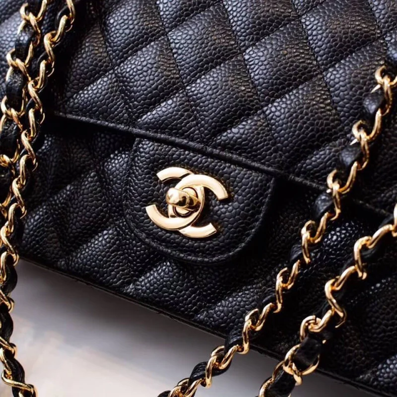 Chanel Caviar Calfskin Class-Flap Bag A01112 Black
