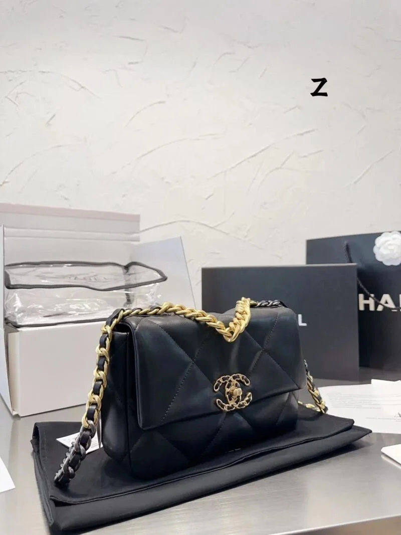 Chanel 19 Hand 2Way Chain Shoulder Bag As1160 Lamb Leather Black Used Women