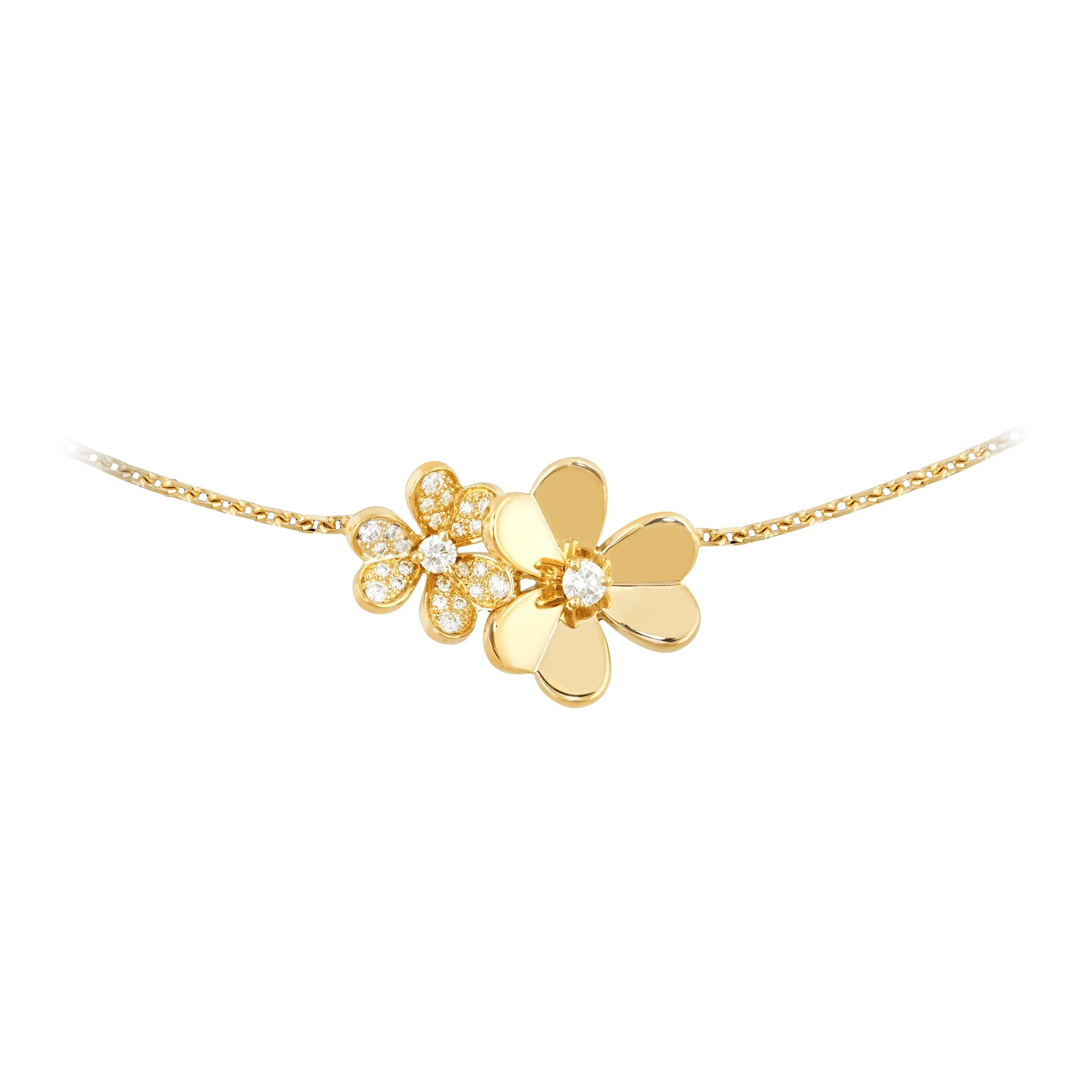 Gold Flower Necklace 9 flowers