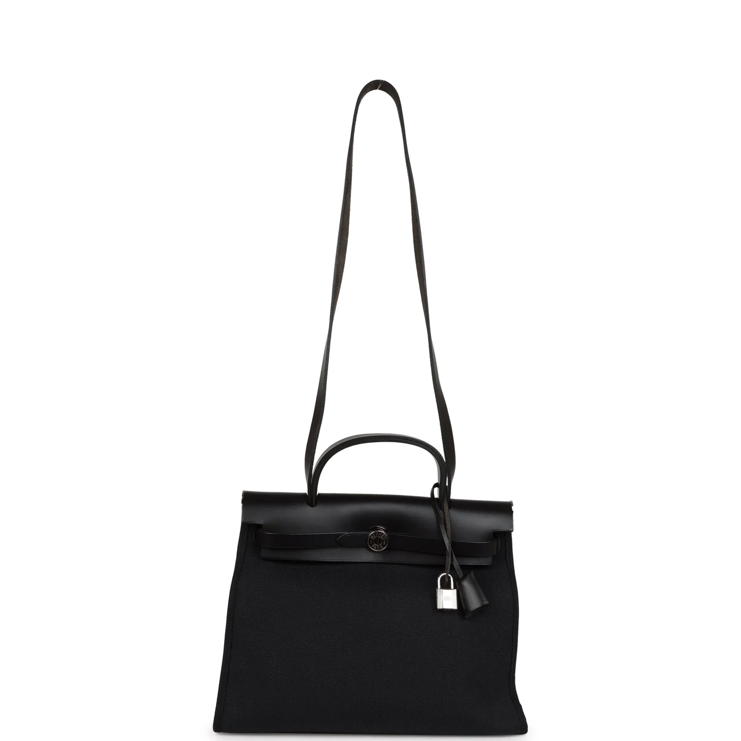 Pre-owned Hermes Herbag Zip PM 31 Black Toile H Berline Hunter Palladium Hardware