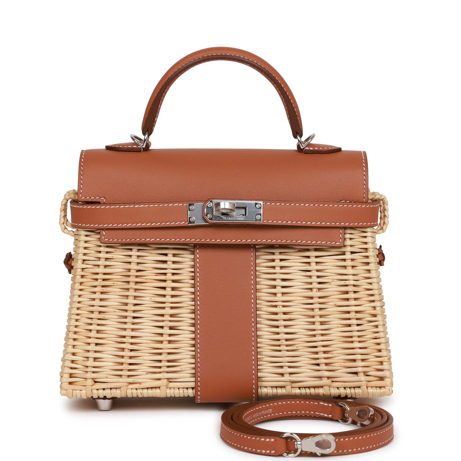 Pre-owned Hermes Mini Picnic Kelly 20 Gold Swift Palladium Hardware