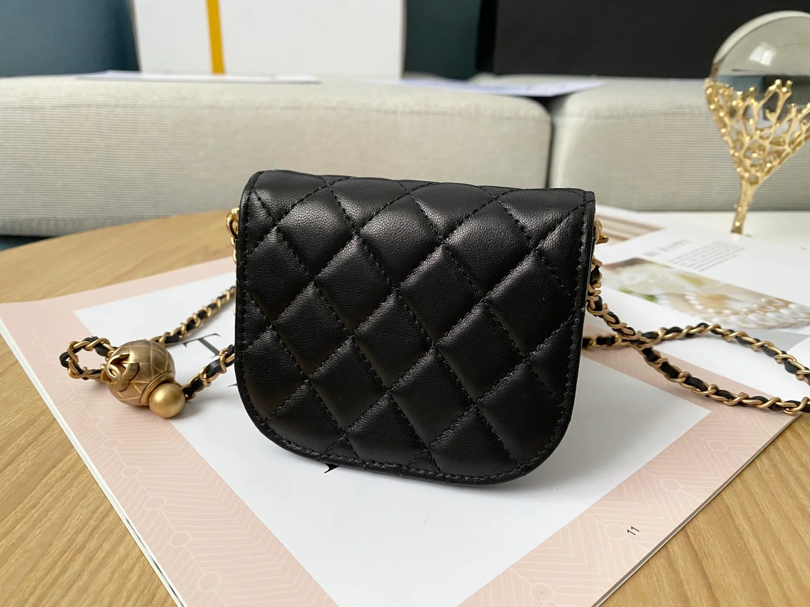 Chanel Mini 1889 Unblocked Metal Ball Black Bag For Women 9cm/3.5in
