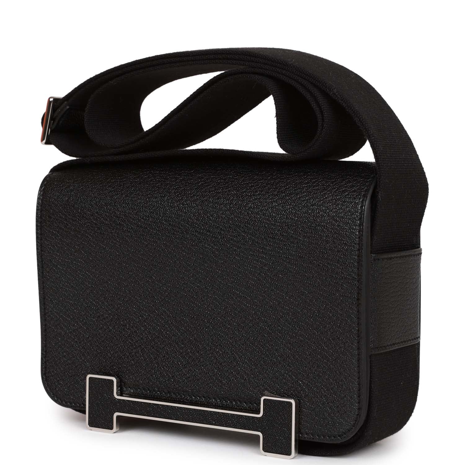 Hermes Geta Bag Black Chevre Palladium Hardware