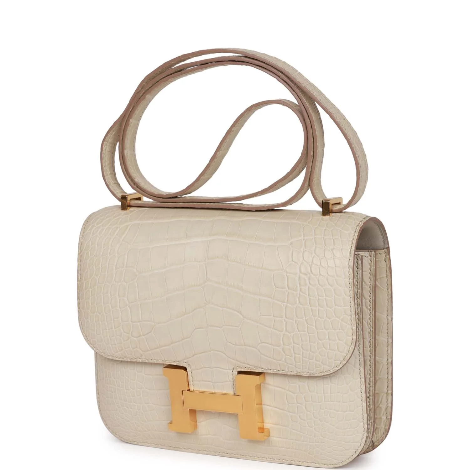 Hermes Constance 18 Beton Matte Alligator Mississippiensis Gold Hardware