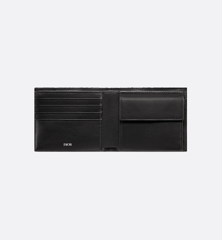 Compact Wallet Black Oblique Jacquard