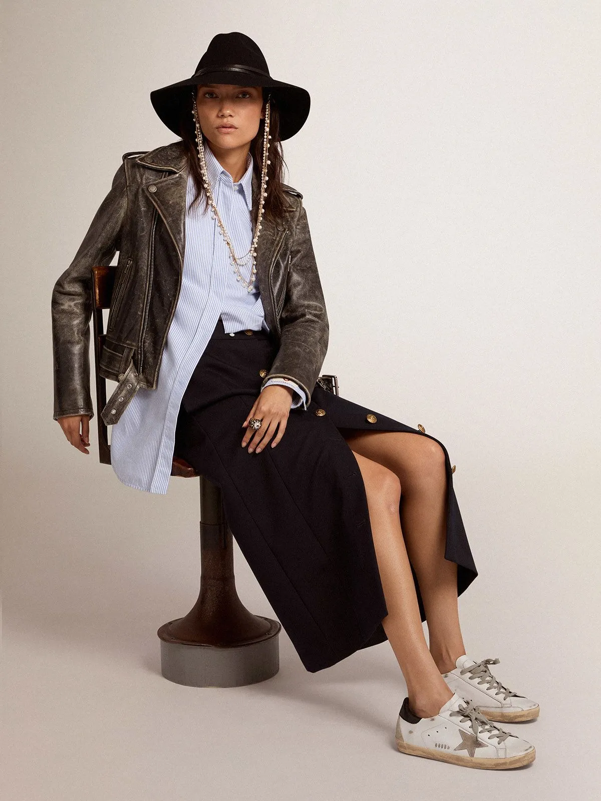 Super-Star sneakers with black heel tab and metal stud lettering