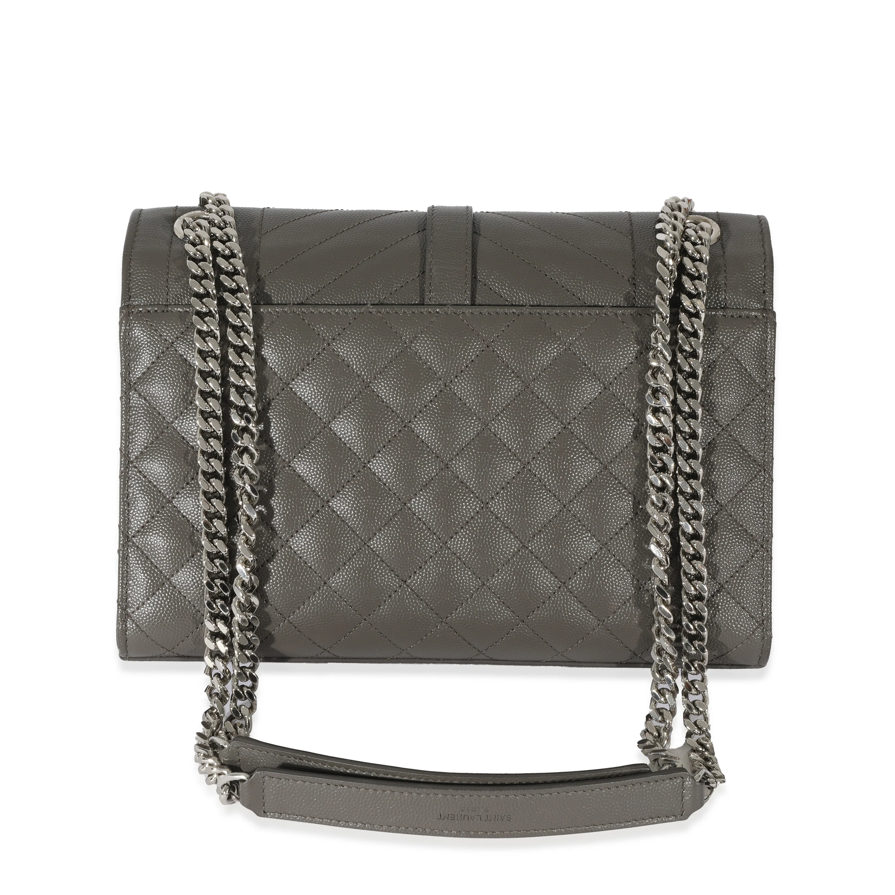 Saint Laurent Grey Grain De Poudre Medium Envelope In Mix Flap Bag