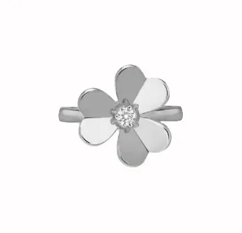 Frivole ring, 1 flower, small model white gold, Diamond