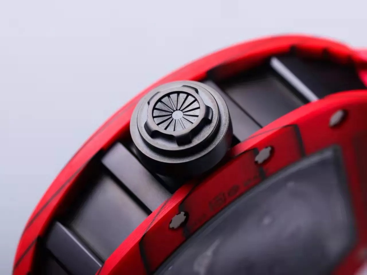 RM 52-01 Skull Black Dial Red Bezel Red Rubber Strap JB Tourbillon