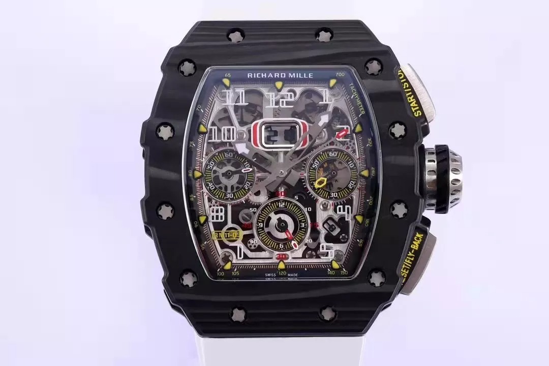 RM 11-03 Skeleton Dial Black Bezel White Rubber Strap KV 7750