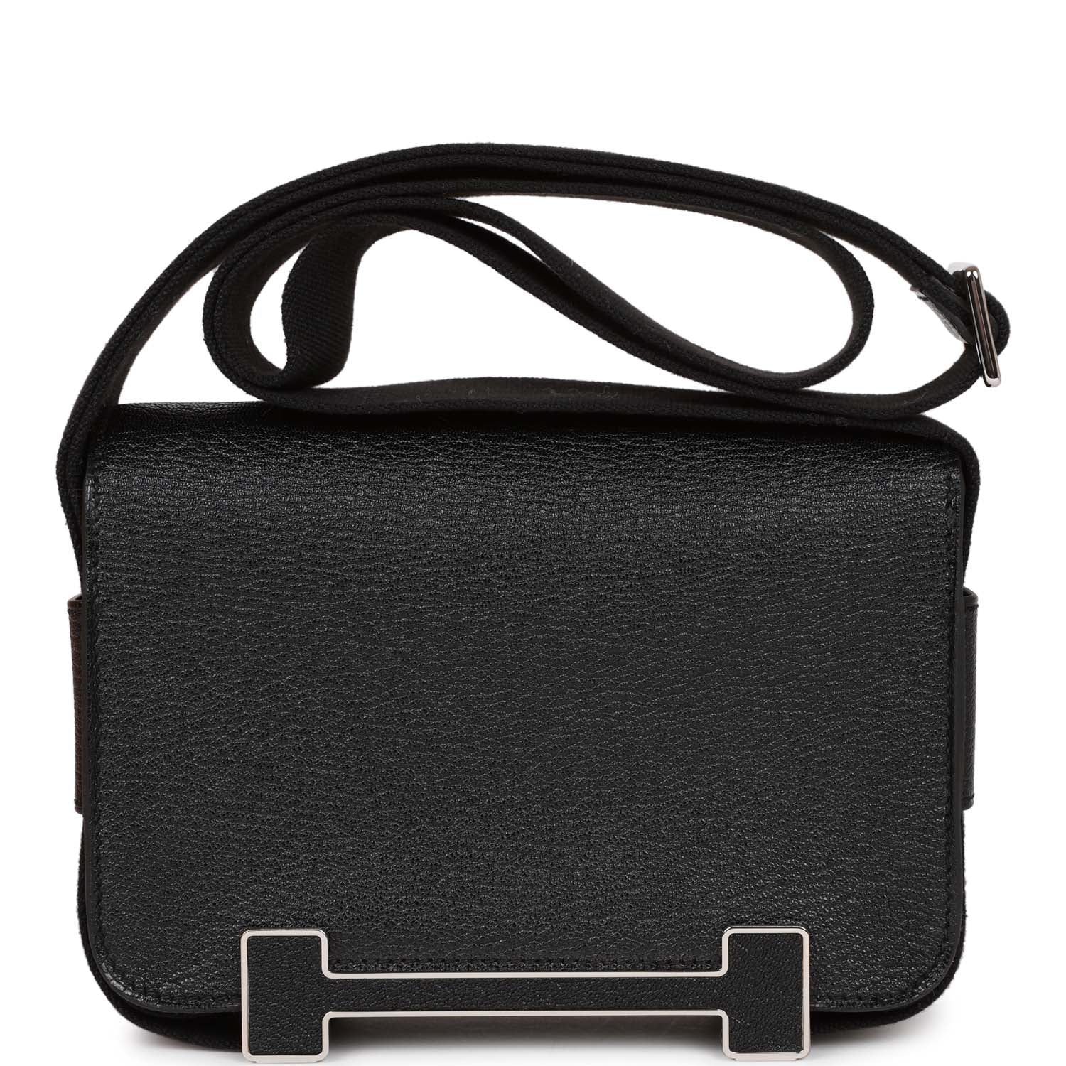 Hermes Geta Bag Black Chevre Palladium Hardware