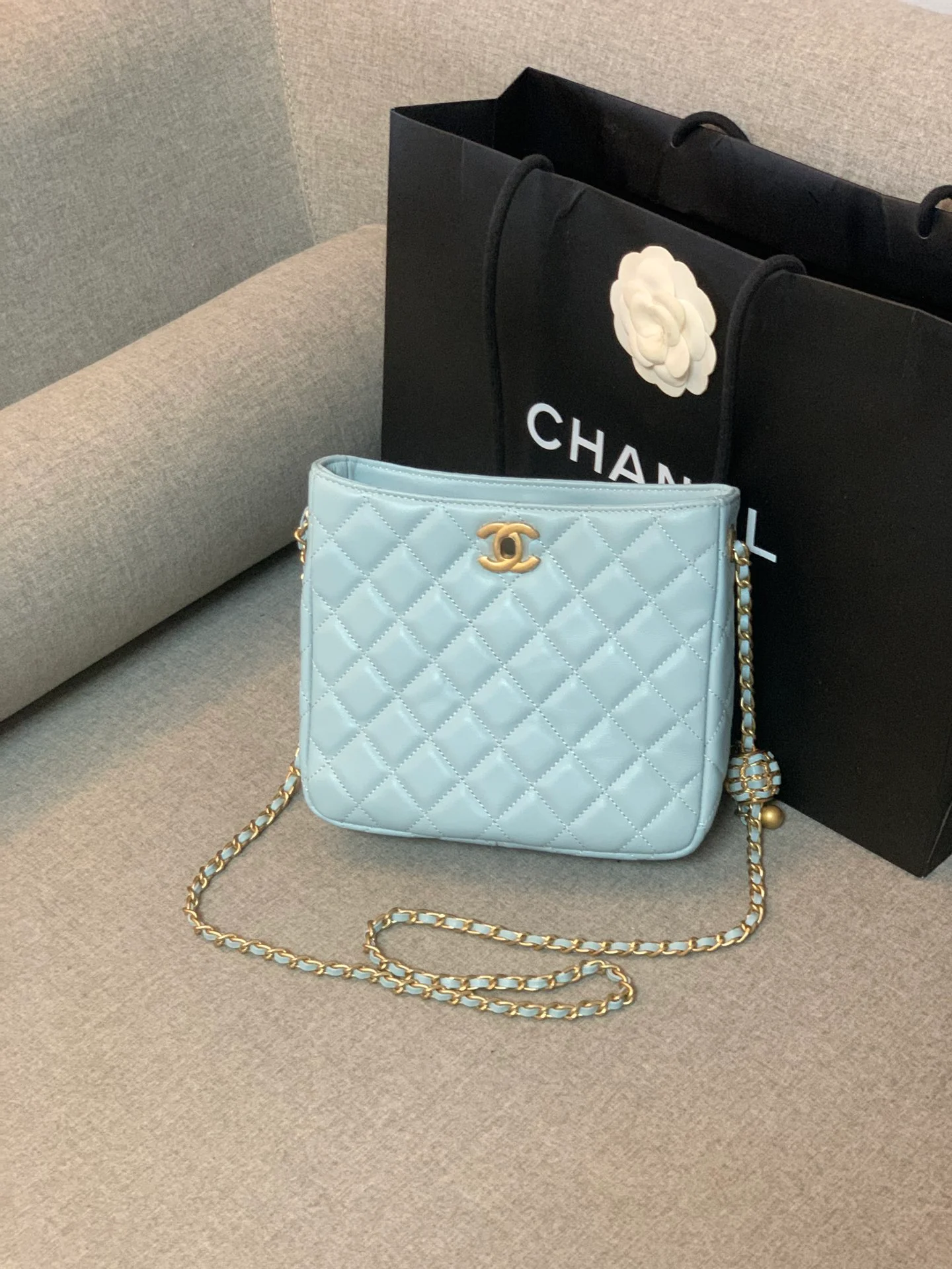 Chanel Hobo Handbag Light Blue Bag For Women 16cm/6in