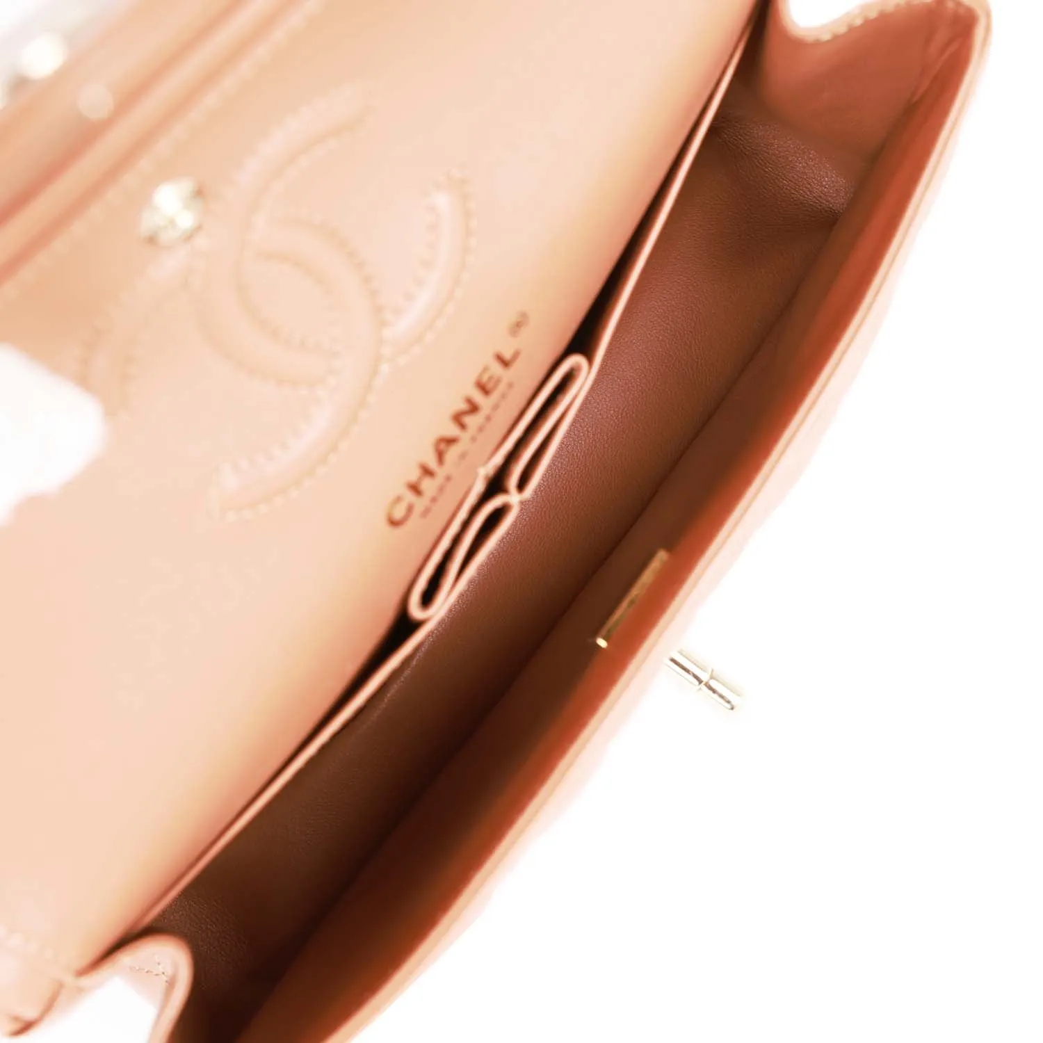 Small Classic Double Flap Bag Caramel Brown Lambskin Light Gold Hardware