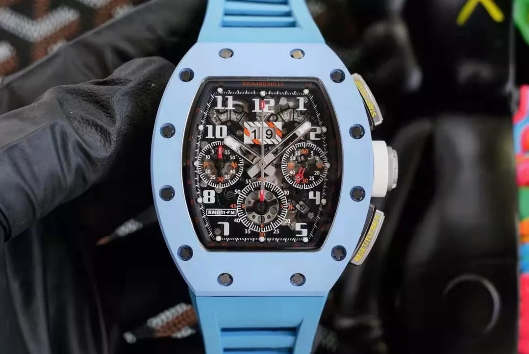 RM 11-03 Skeleton Dial Blue Bezel Blue Rubber Strap KV 7750