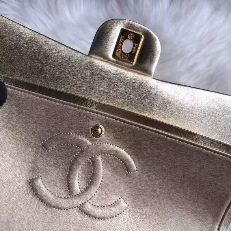 Chanel 1112 Gold Medium Size 2.55 Lambskin Leather Flap Bag