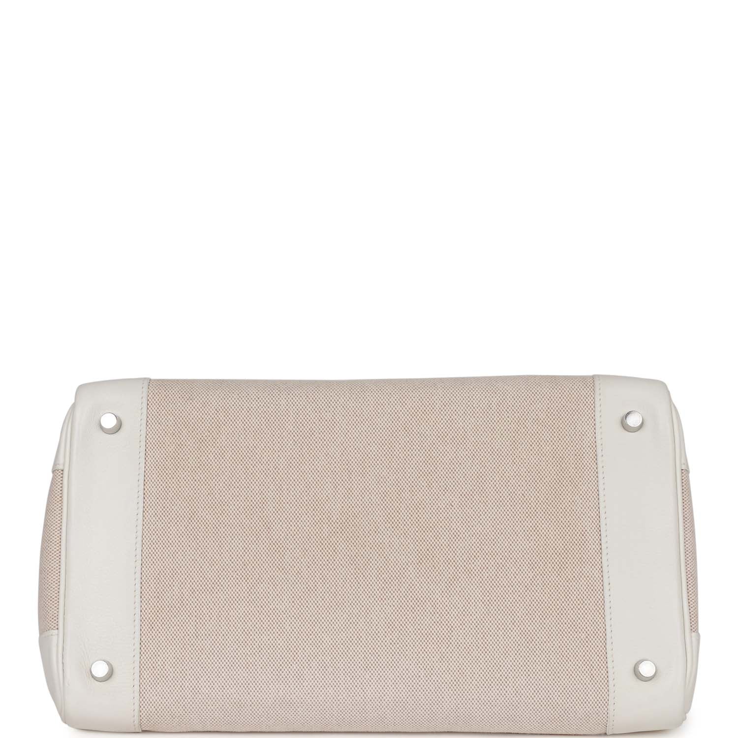 Pre-owned Hermes Birkin 35 White Gulliver and Toile H Palladium Hardware