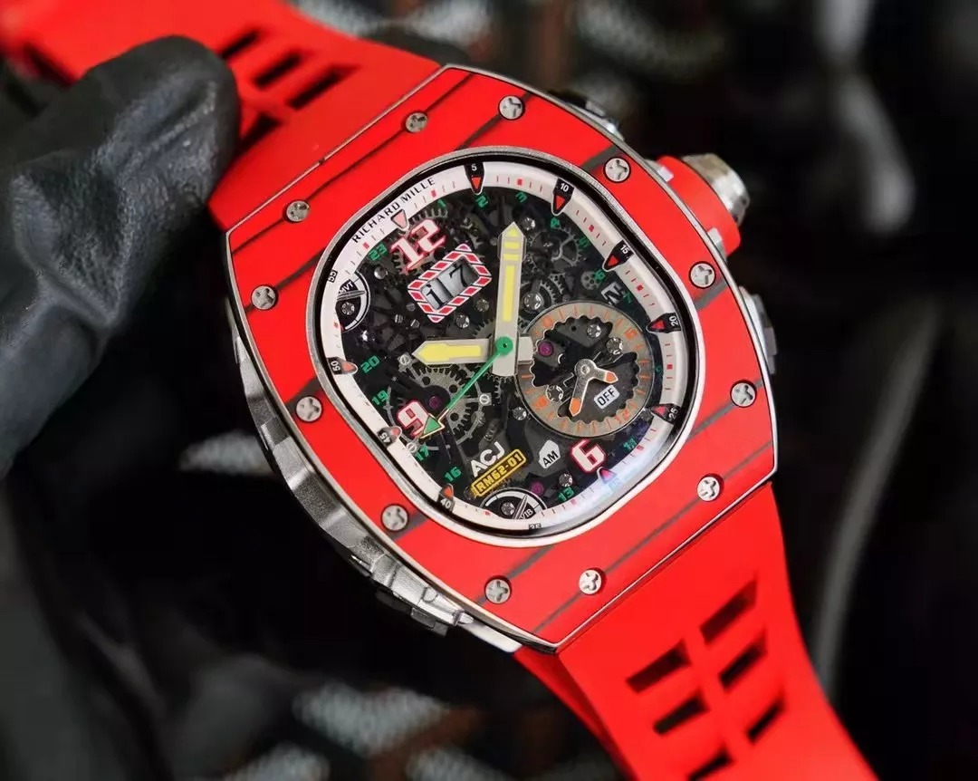 RM 62-01 Tourbillon Vibrating Alarm ACJ Red Bezel Red Rubber Strap RM62-01