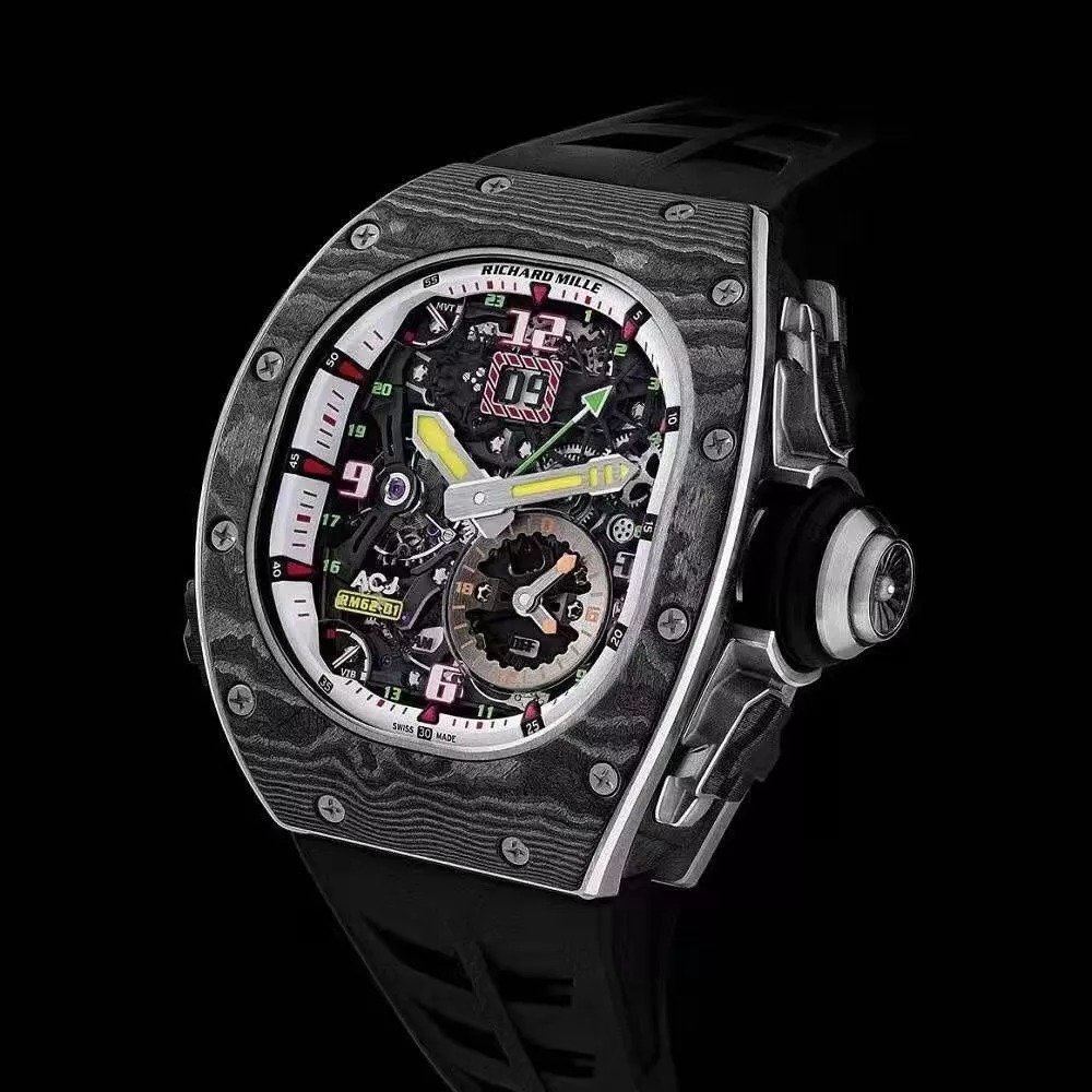 RM 62-01 Tourbillon Vibrating Alarm ACJ Black Bezel Black Rubber Strap RM62-01