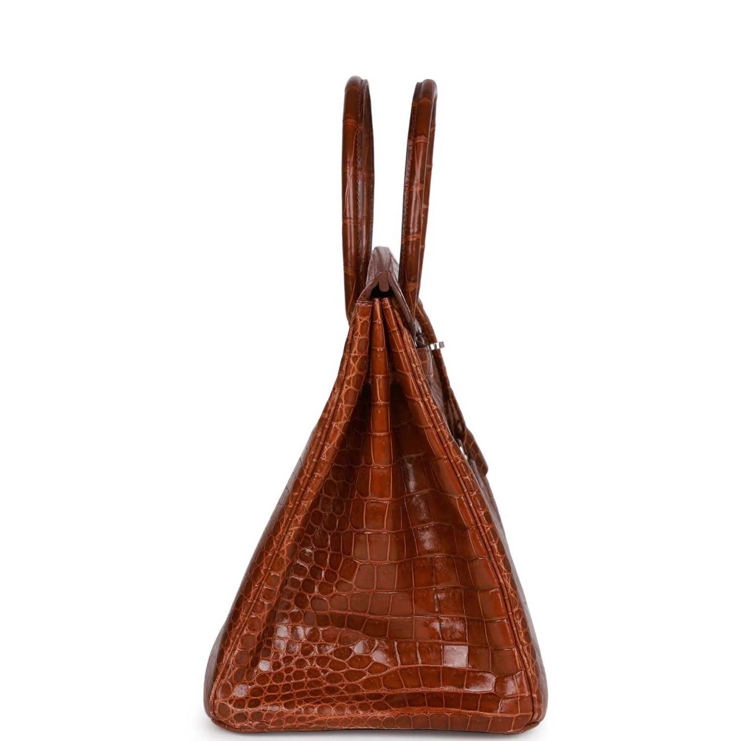 Pre-owned Hermes Birkin 35 Miel Shiny Porosus Crocodile Palladium Hardware