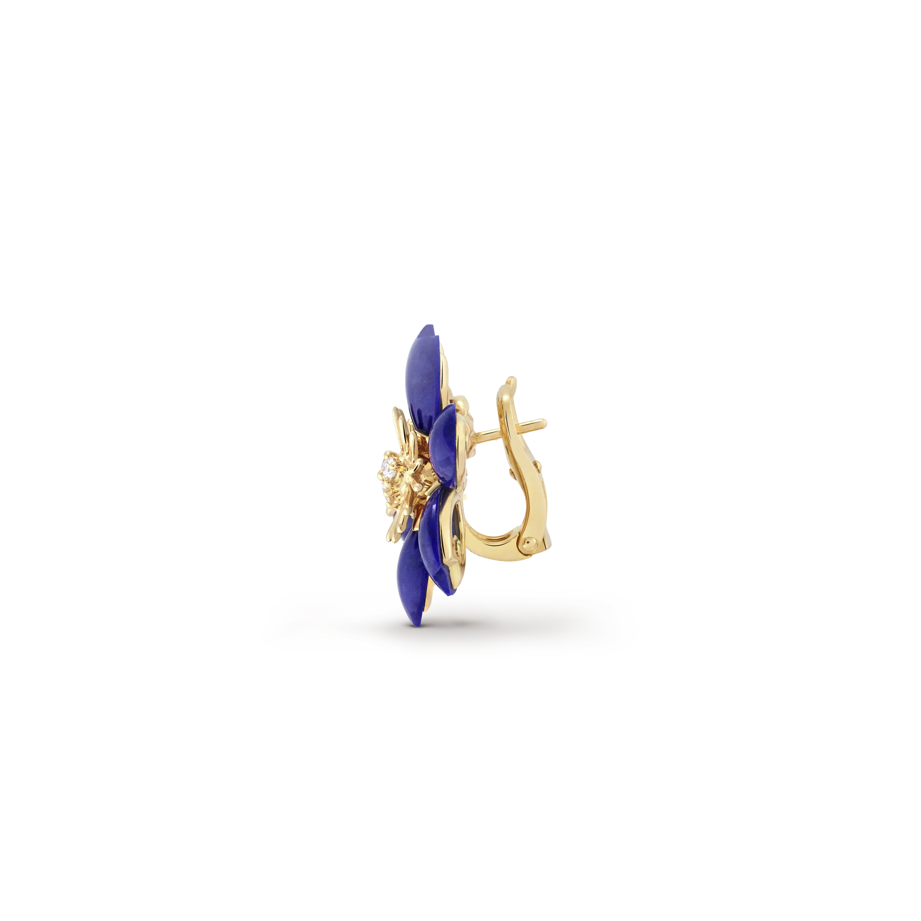 Rose de Noël earrings, mini model yellow gold, Diamond