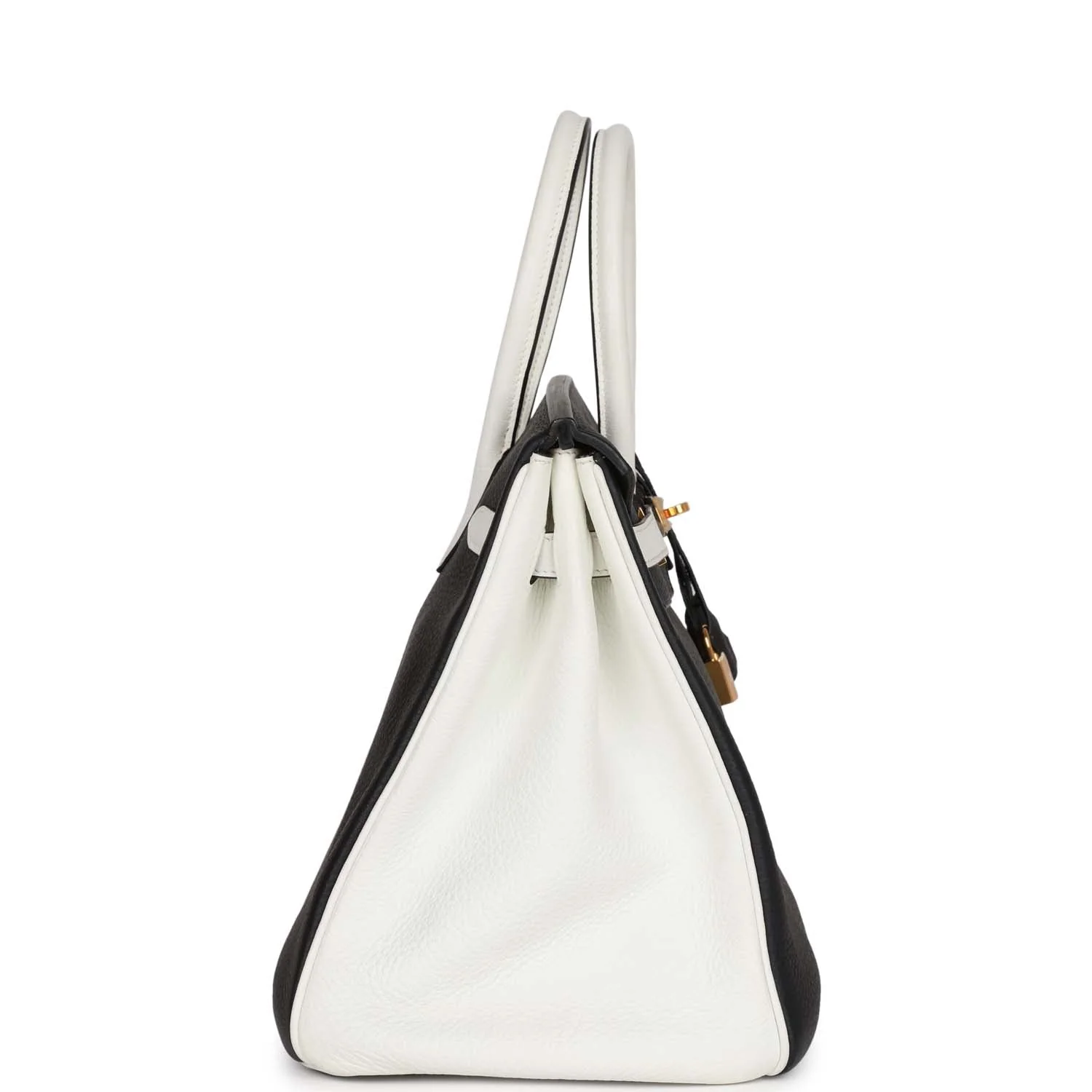 Pre-owned Hermes Special Order (HSS) Birkin 35 Black and White Clemence Gold Hardware