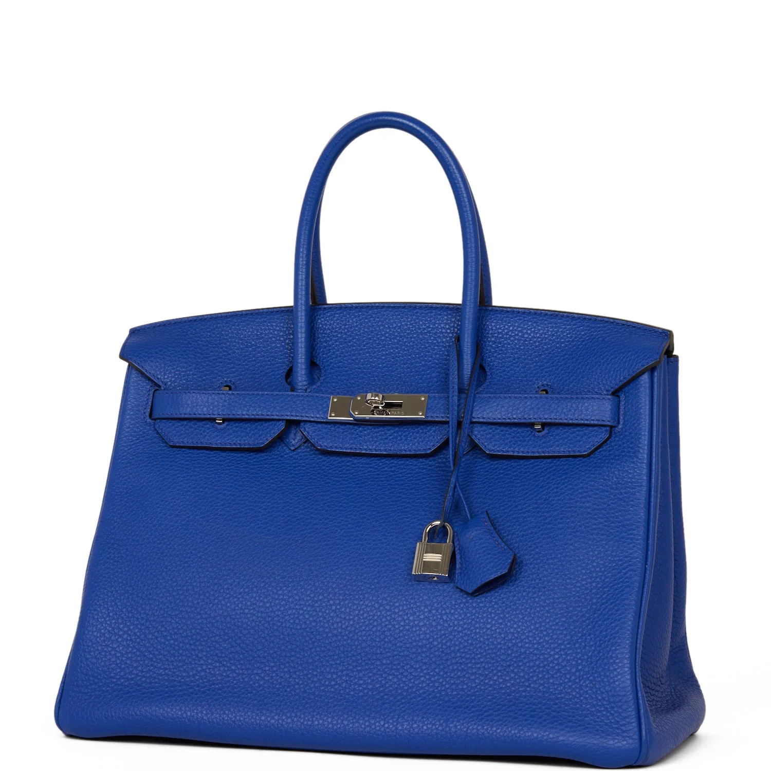 Pre-owned Hermes Birkin 35 Bleu Electric Togo Palladium Hardware